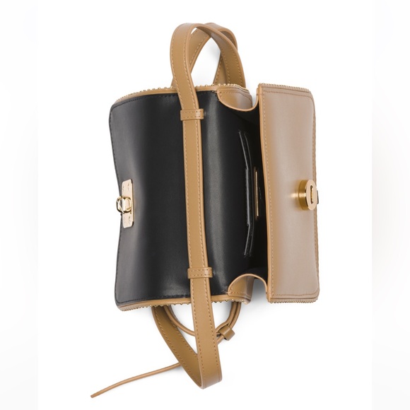 Salvatore Ferragamo Vara Bow Small Leather Crossbody Bag Camel w Gold Accent New - Picture 7 of 16